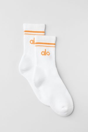 Unisex Half-Crew Throwback Sock - White/Satsuma Breeze