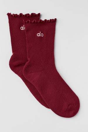 Women's Lettuce Edge Sock - Summer Romance Red