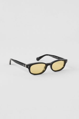 ALO Skinny Oval Sunglasses - Black/Yellow