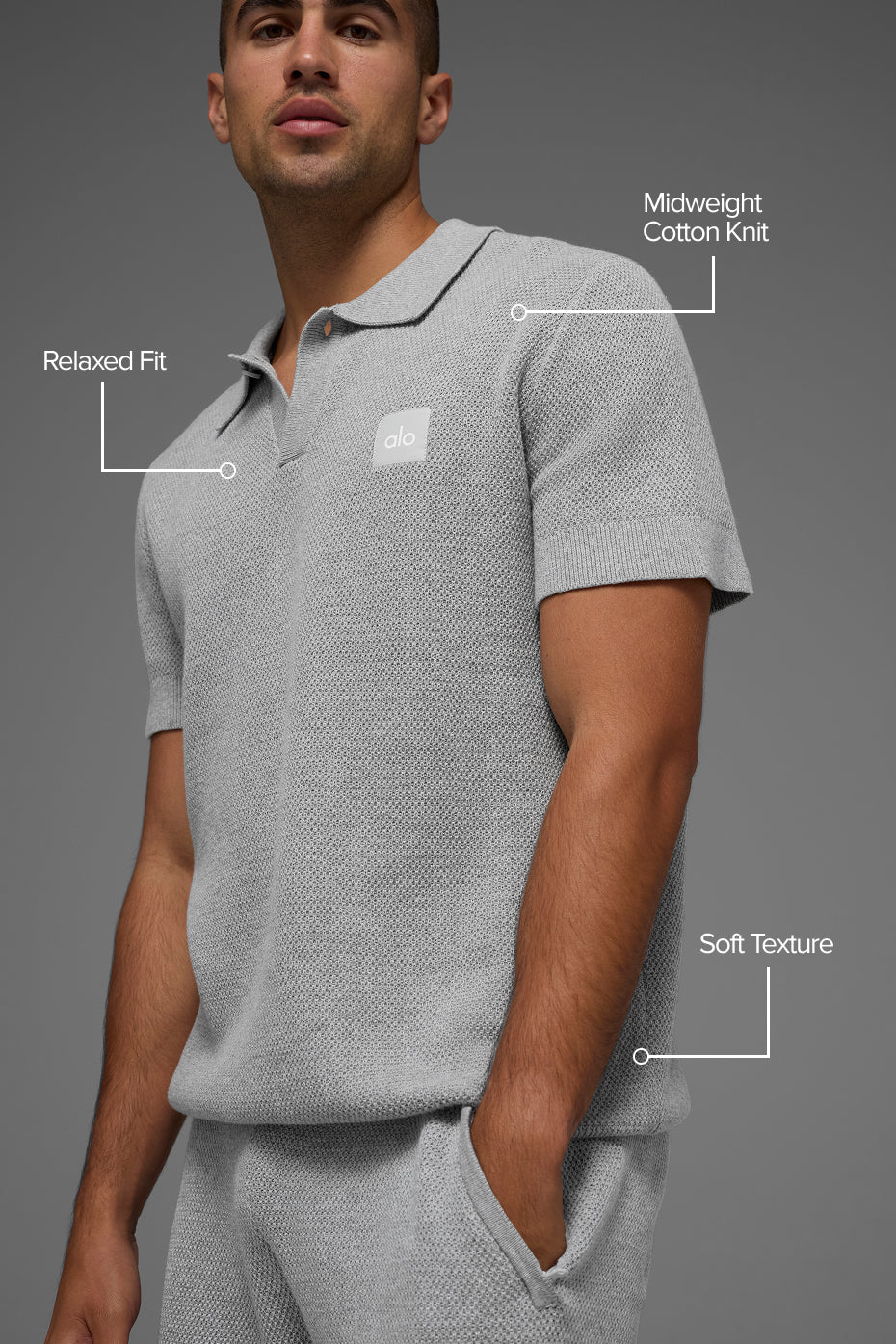 Sports Club Sweater Knit Polo - Athletic Heather Grey - Image 2