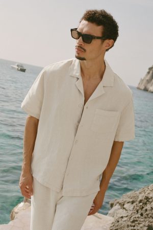 Linen Days Short Sleeve Button Up - Bone