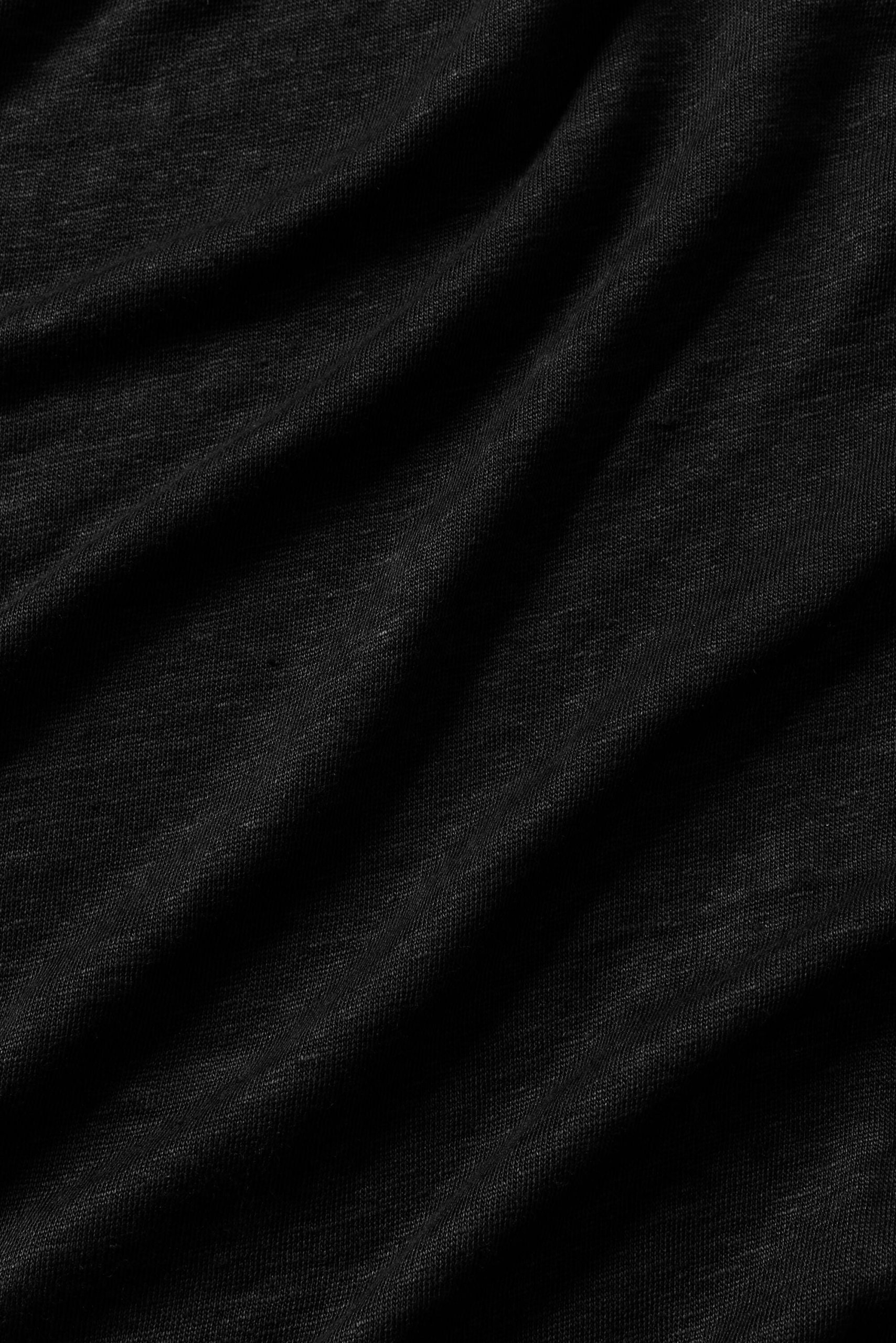 Linen Jersey Coastal Short Sleeve Polo - Black - Image 6