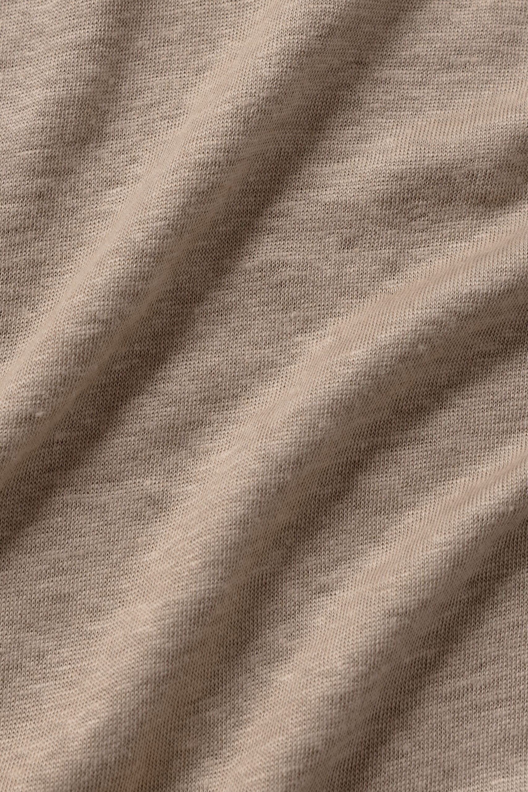 Linen Jersey Coastal Short Sleeve Polo - Gravel - Image 6