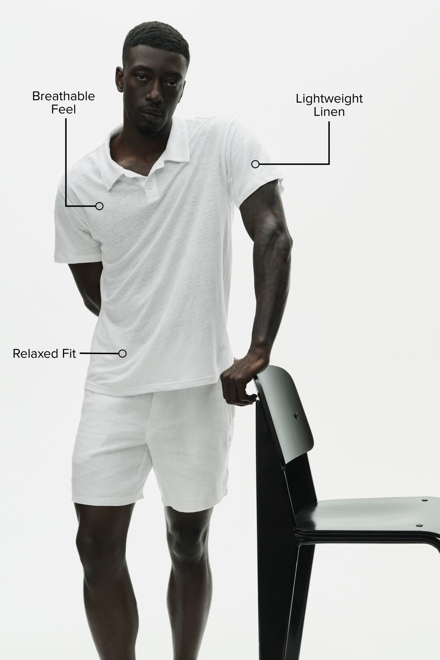 Linen Jersey Coastal Short Sleeve Polo - White - Image 2