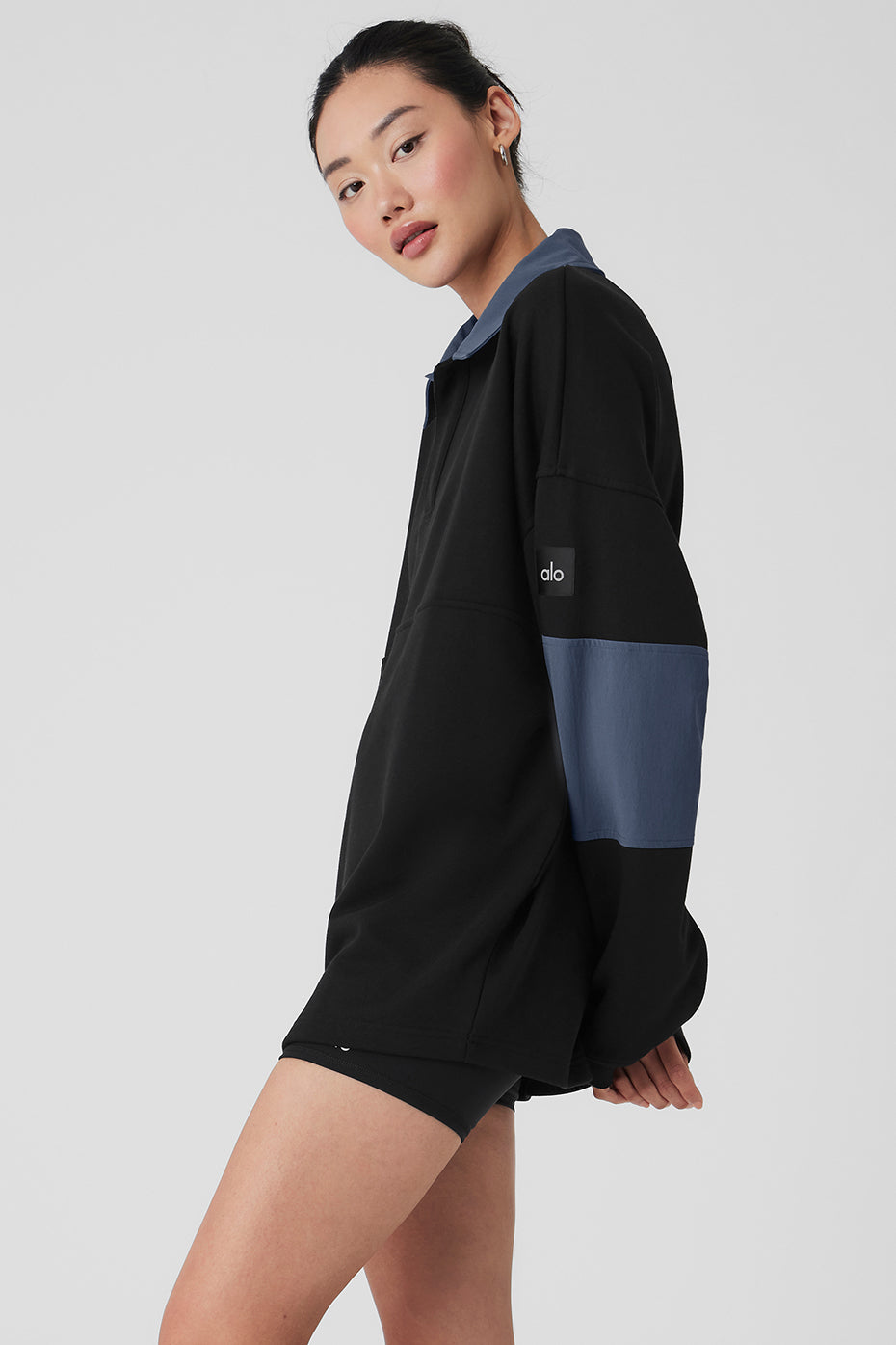 Mixmatch Rugby Sweatshirt - Black/Bluestone - Image 2