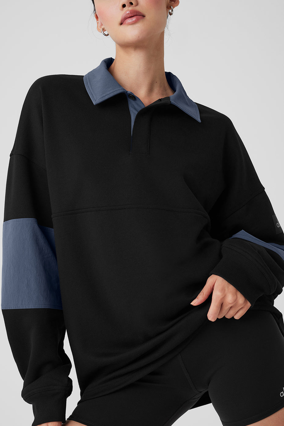 Mixmatch Rugby Sweatshirt - Black/Bluestone - Image 5