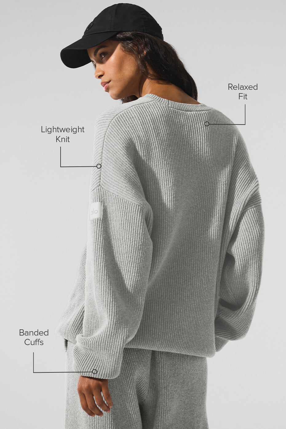 Domain Rib Knit Crew Sweater - Athletic Heather Grey - Image 2