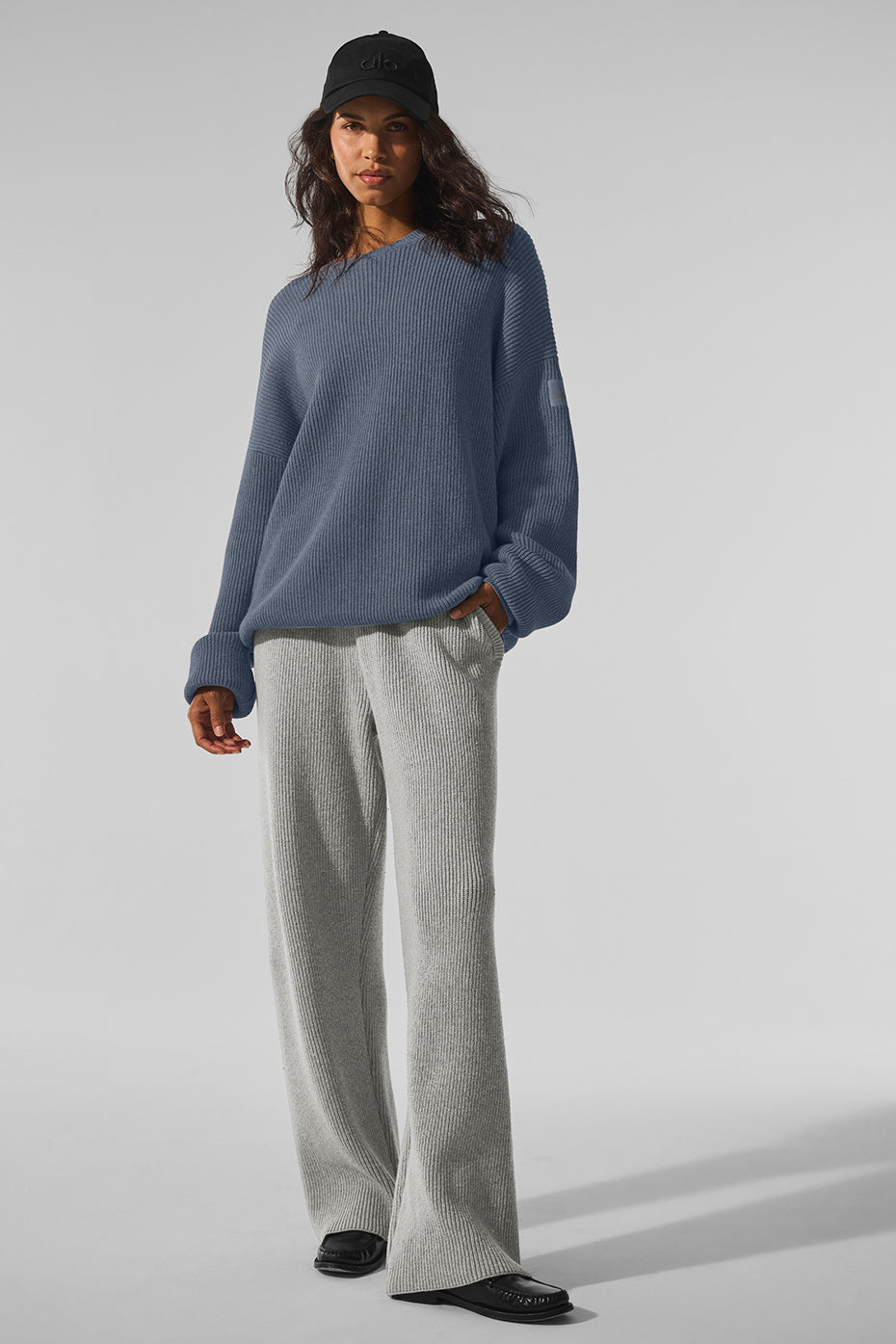 Domain Rib Knit Crew Sweater - Bluestone - Image 4
