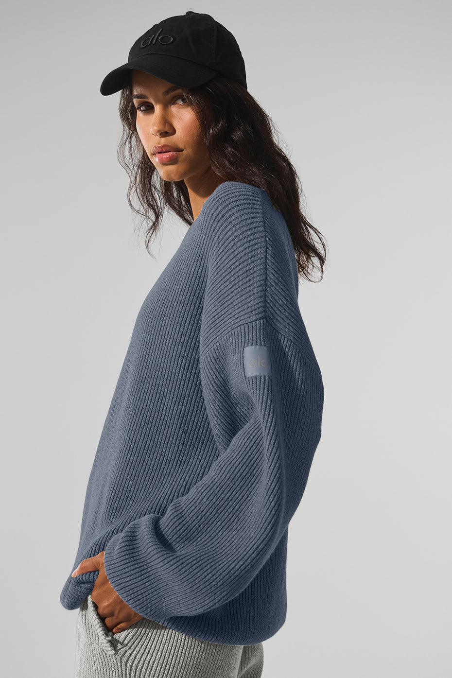Domain Rib Knit Crew Sweater - Bluestone - Image 3