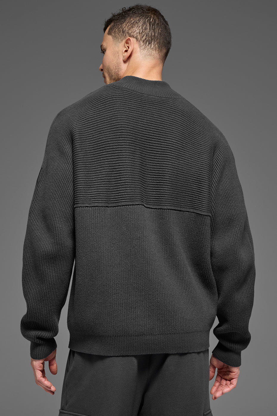 Domain Shift Rib Knit 1/4 Zip Sweater - Anthracite - Image 4