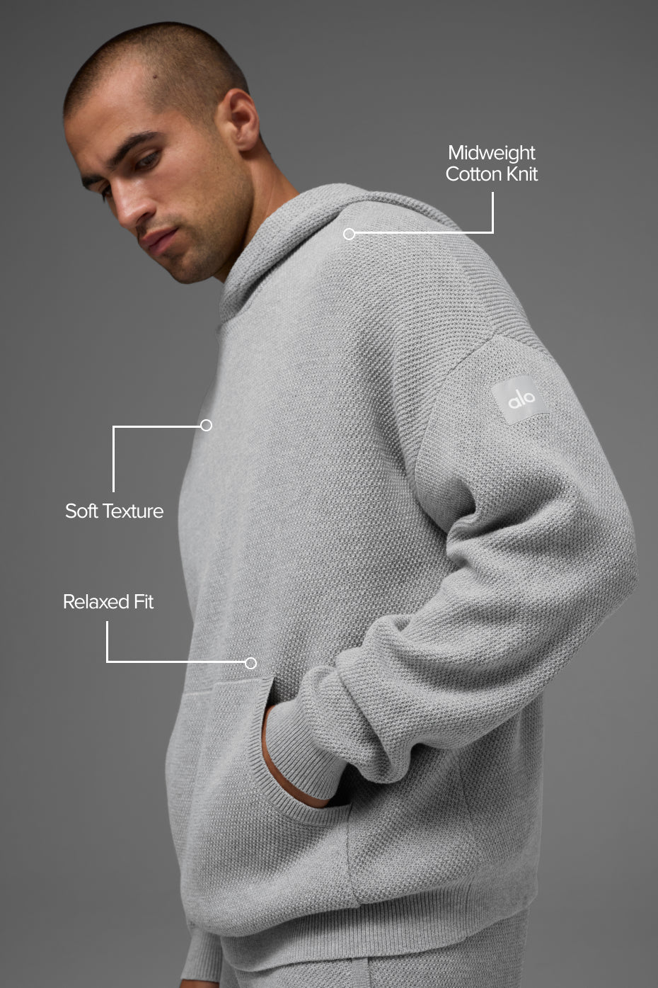 Sports Club Sweater Knit Hoodie - Athletic Heather Grey - Image 2