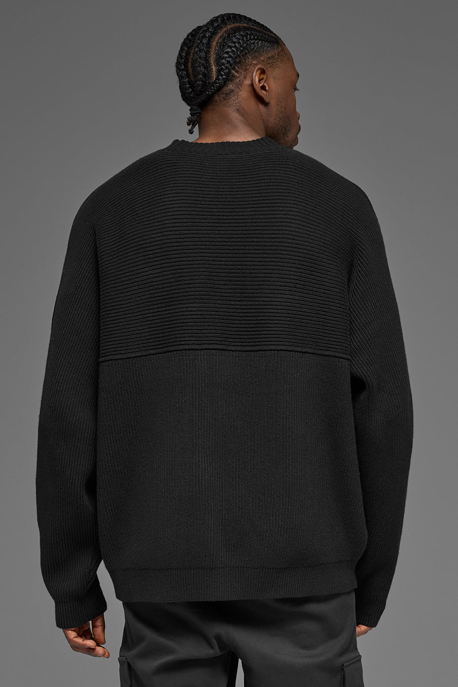 Domain Shift Rib Knit Sweater Crew - Black - Image 3
