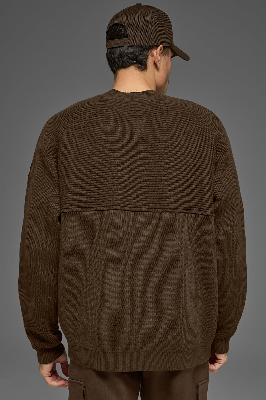 Domain Shift Rib Knit Sweater Crew - Espresso - Image 3