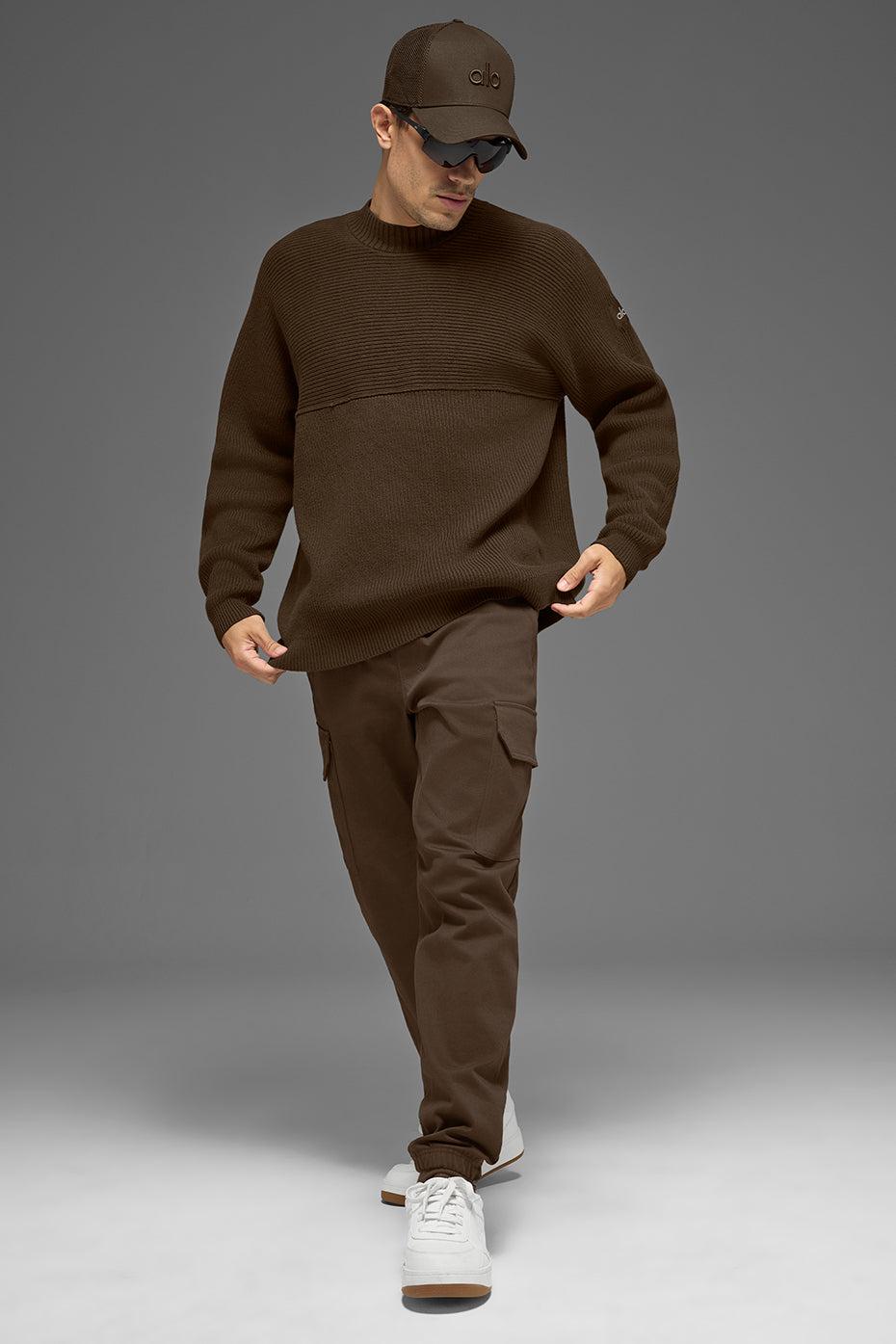 Domain Shift Rib Knit Sweater Crew - Espresso - Image 4