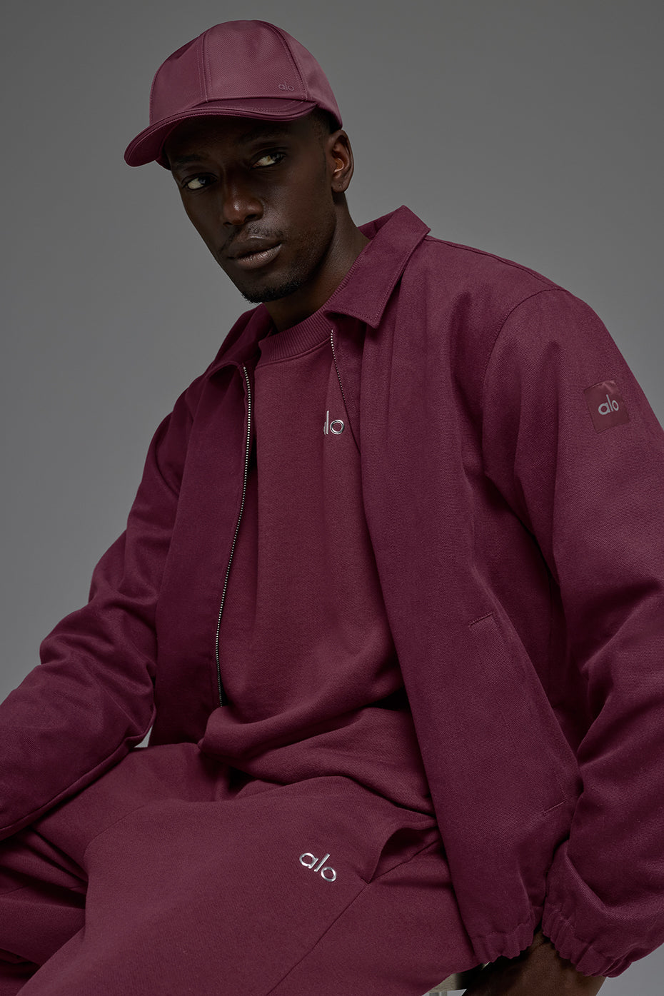 Cotton Canvas Coaches Jacket - Burgundy - Image 6
