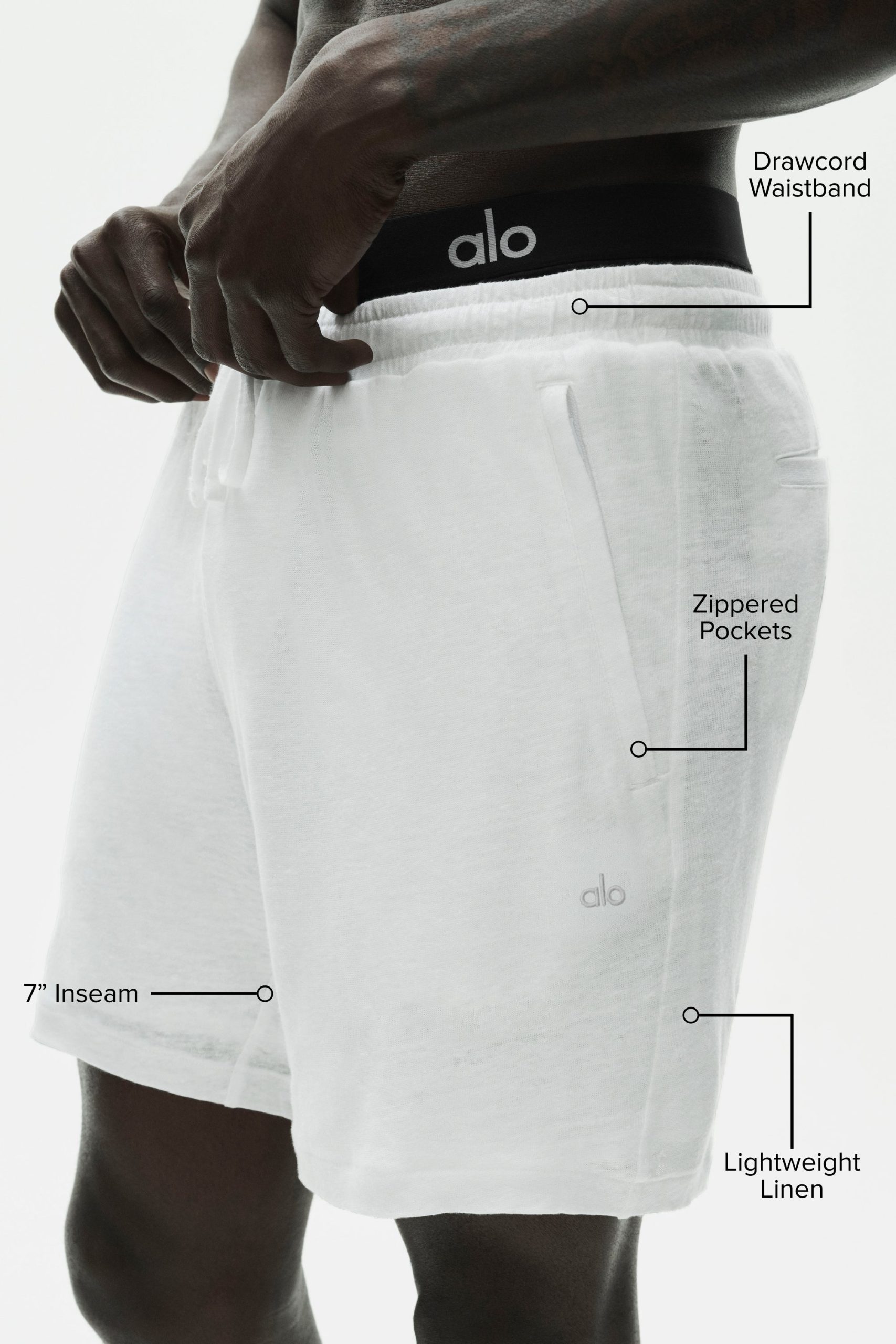 7 Linen Jersey Coastal Short - White - Image 2