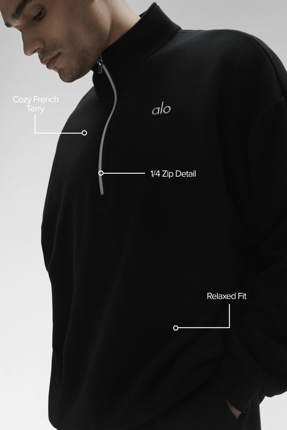 Accolade 1/4 Zip Pullover - Black - Image 2