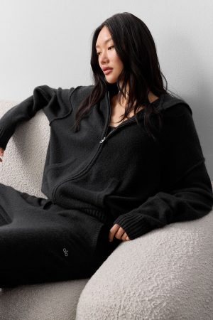Wool Cashmere New Class Full Zip Hoodie - Black