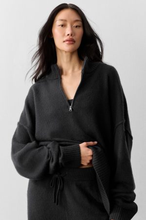 Wool Cashmere New Class 1/4 Zip Pullover - Black