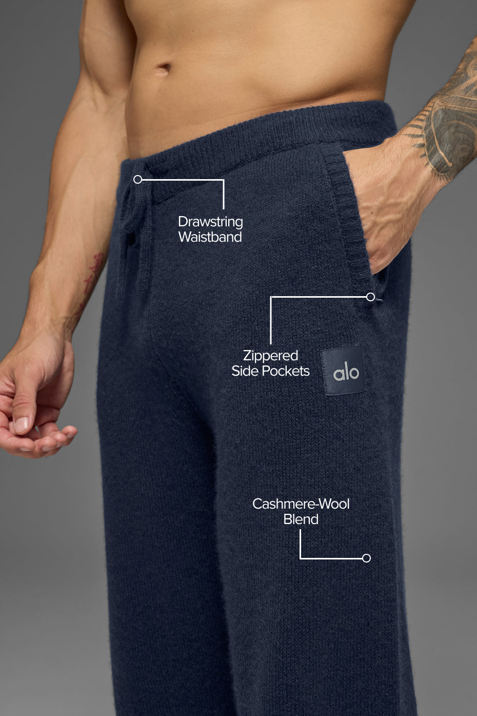 Wool Cashmere New Class Sweatpant - Navy - Image 2