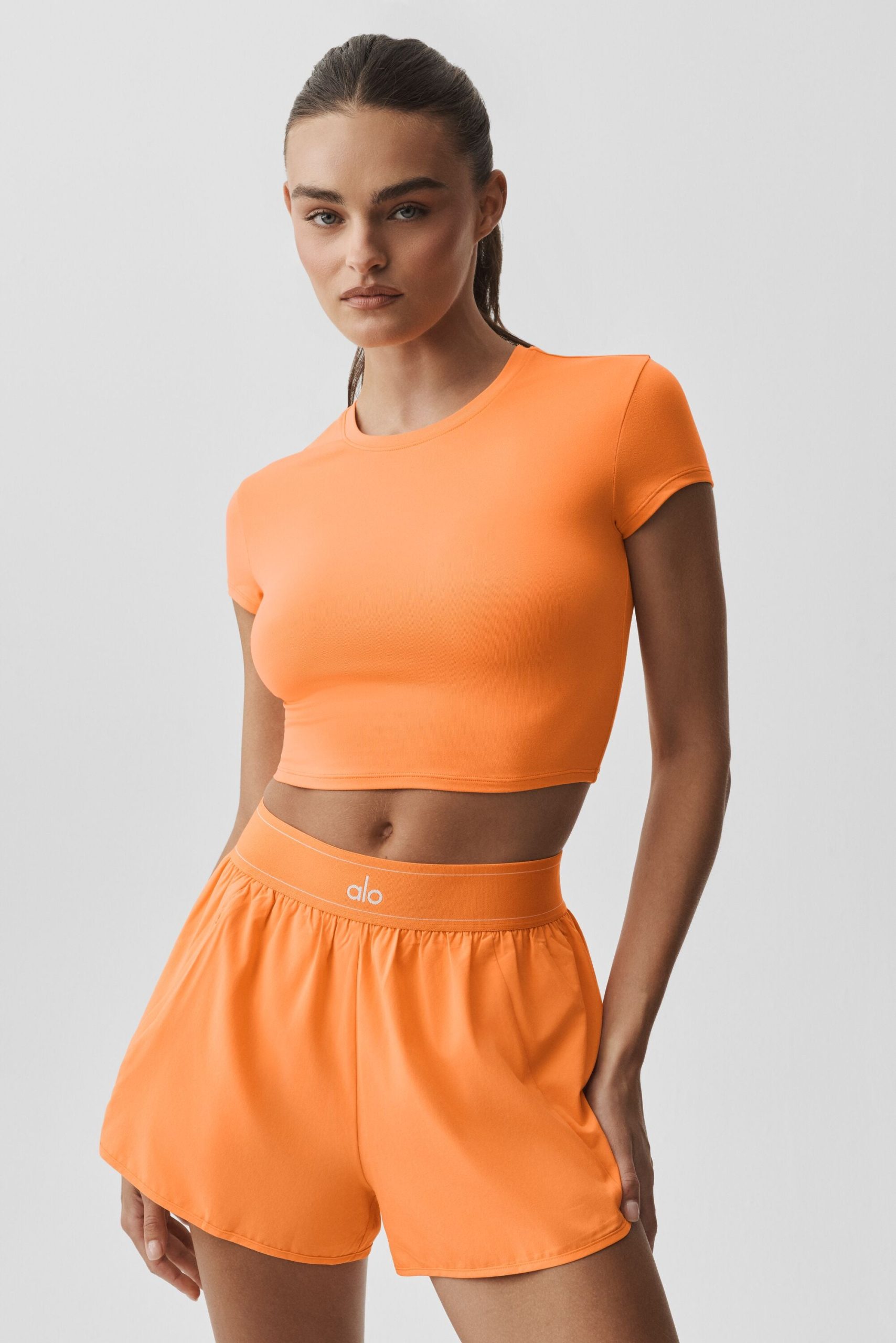 Alosoft Crop Finesse Short Sleeve - Satsuma Breeze - Image 2