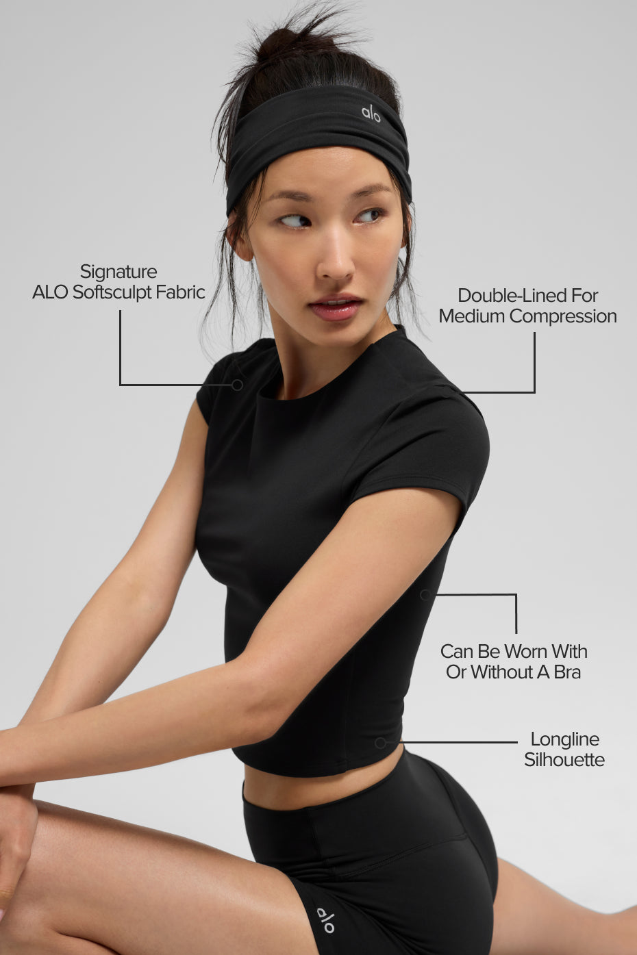 ALO Softsculpt Precision Short Sleeve Top - Black - Image 2