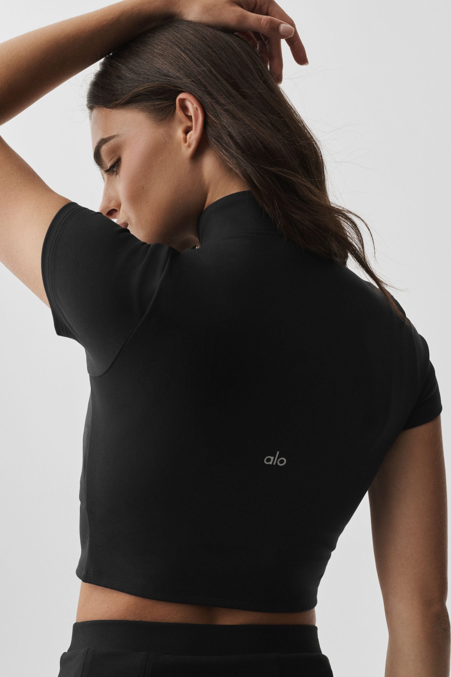 ALO Softsculpt Full Zip Short Sleeve - Black - Image 4