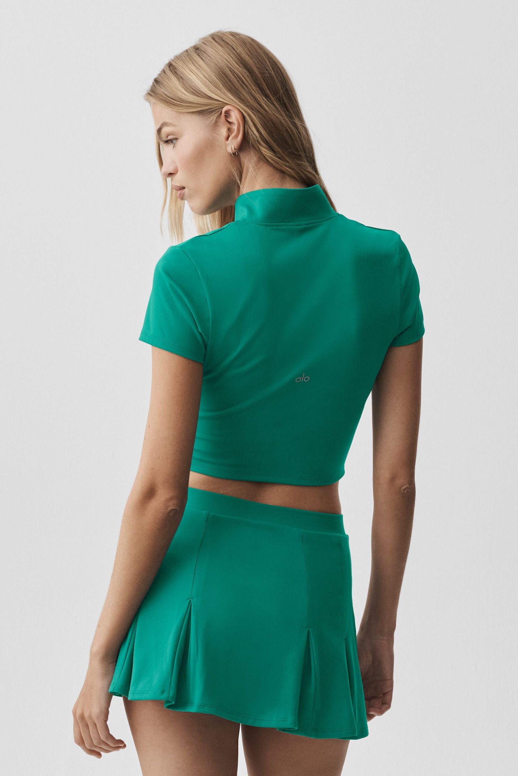 ALO Softsculpt Full Zip Short Sleeve - Emerald Isle - Image 2