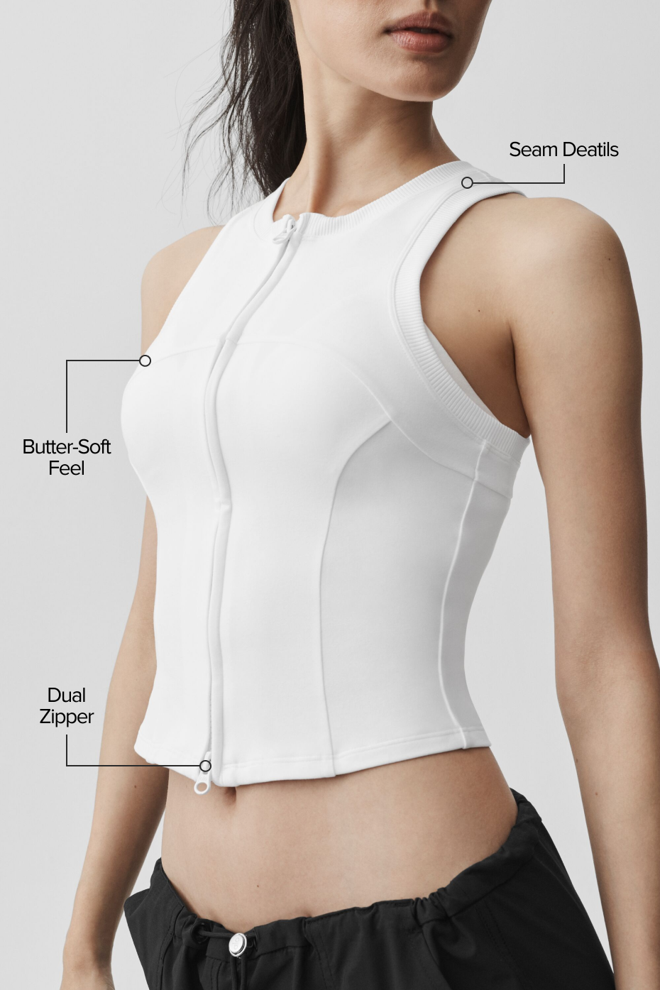 Alosoft Level Up Full Zip Tank - White - Image 2