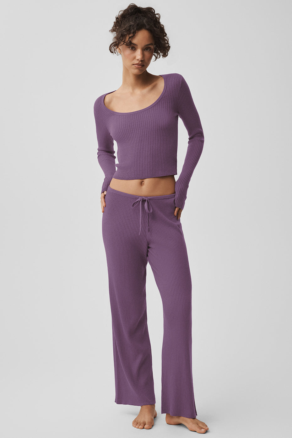Sweater Knit Unwind Long Sleeve - Plum Kiss - Image 5