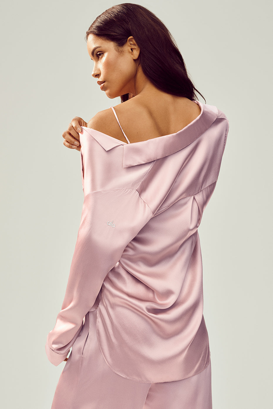 Silk Luminous Button Up - Pink Champagne - Image 4