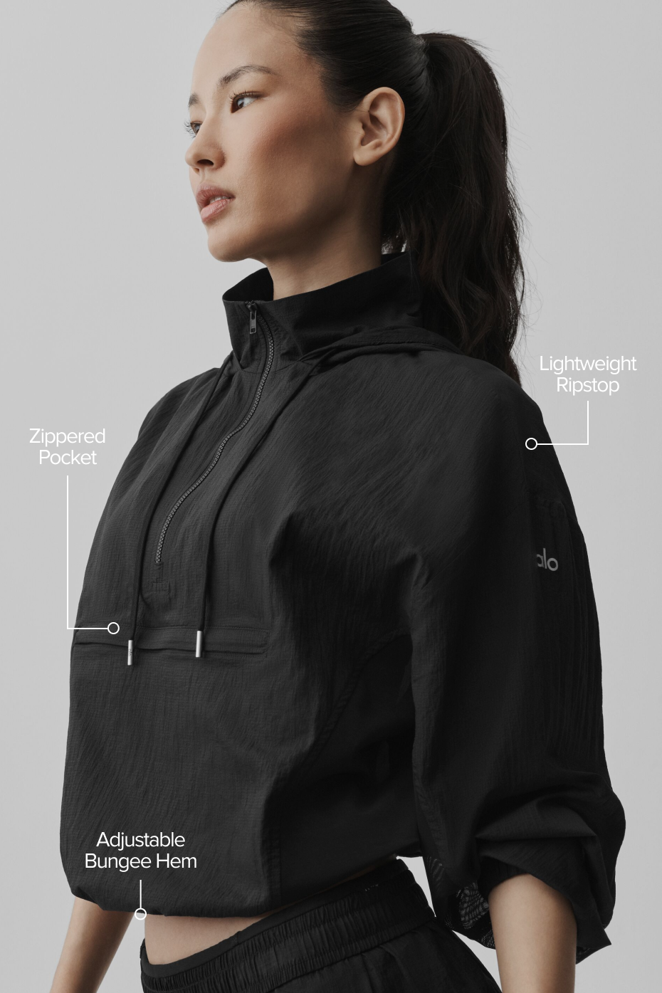 1/4 Zip Go Time Pullover - Black - Image 2