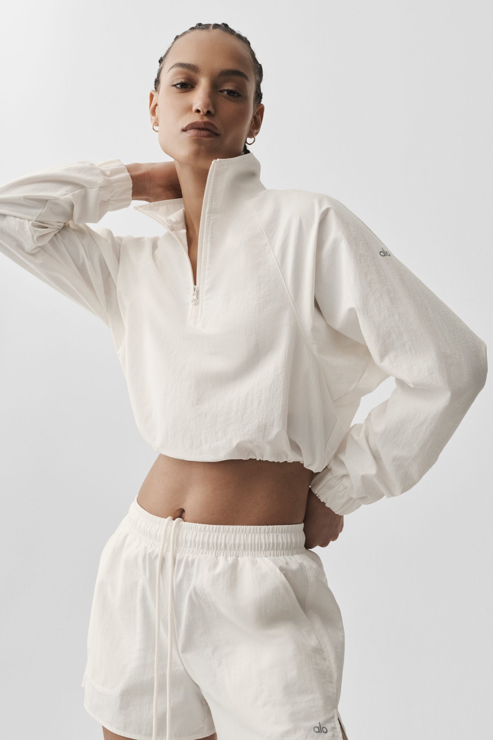 Cropped 1/4 Zip Alumni Pullover - Ivory - Image 4