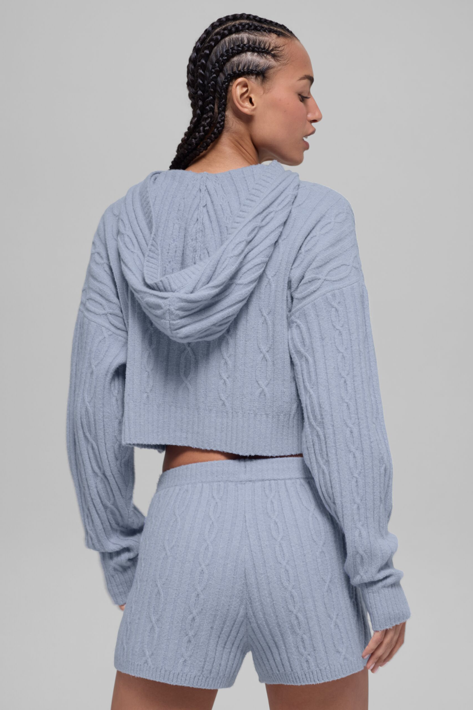 Cable Knit Winter Bliss Hoodie - Winter Frost - Image 3
