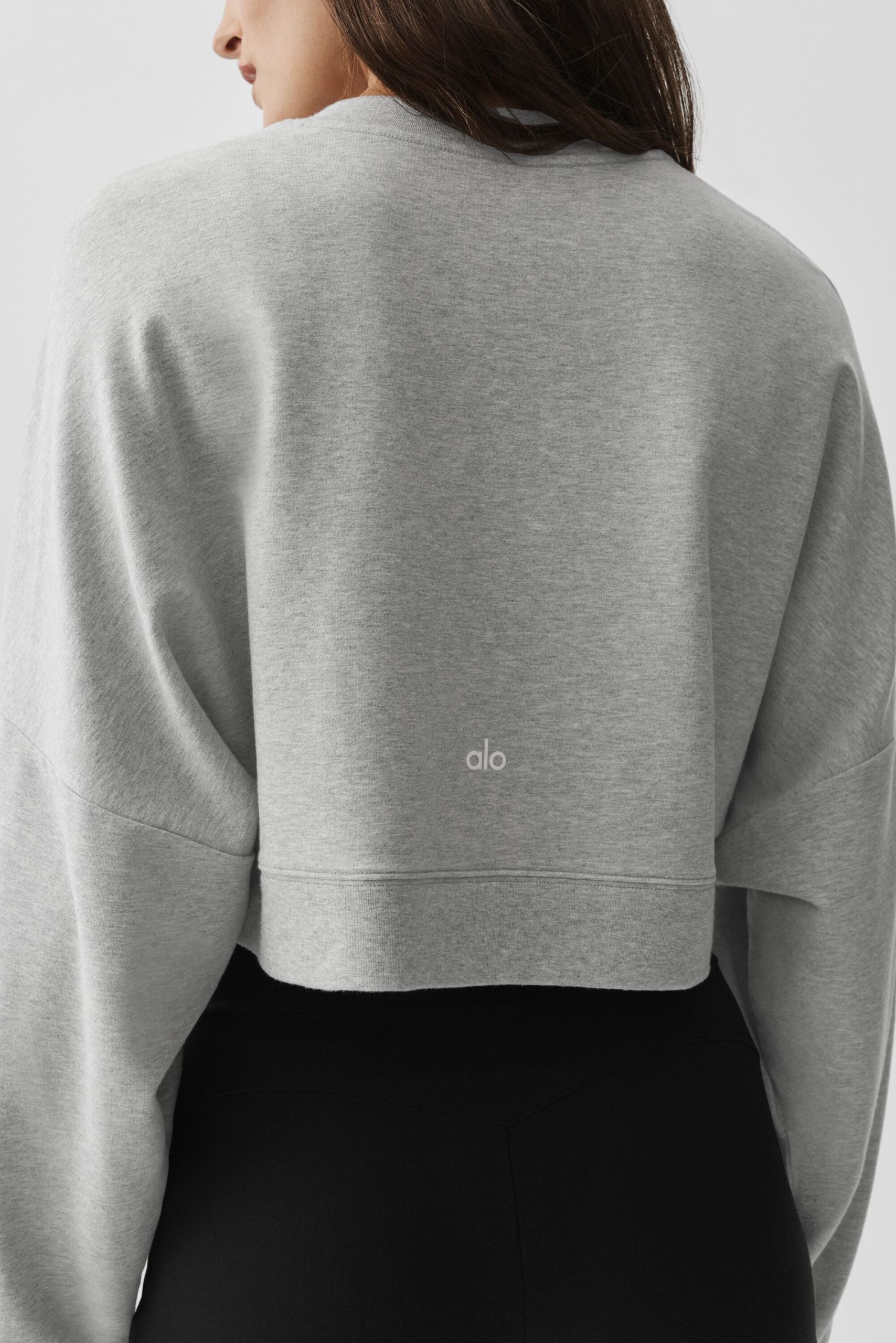 Cropped Sway Crew Neck Pullover - Athletic Heather Grey - Image 4