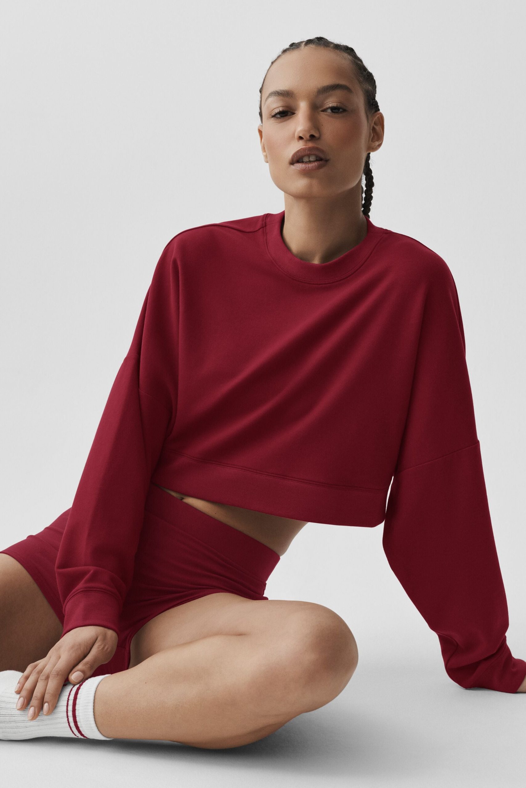 Cropped Sway Crew Neck Pullover - Summer Romance Red - Image 4