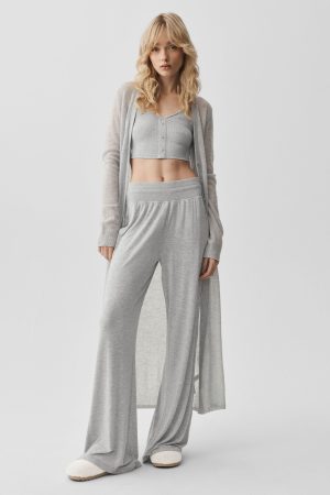 Sheer Cashmere Long Cardigan - Athletic Heather Grey