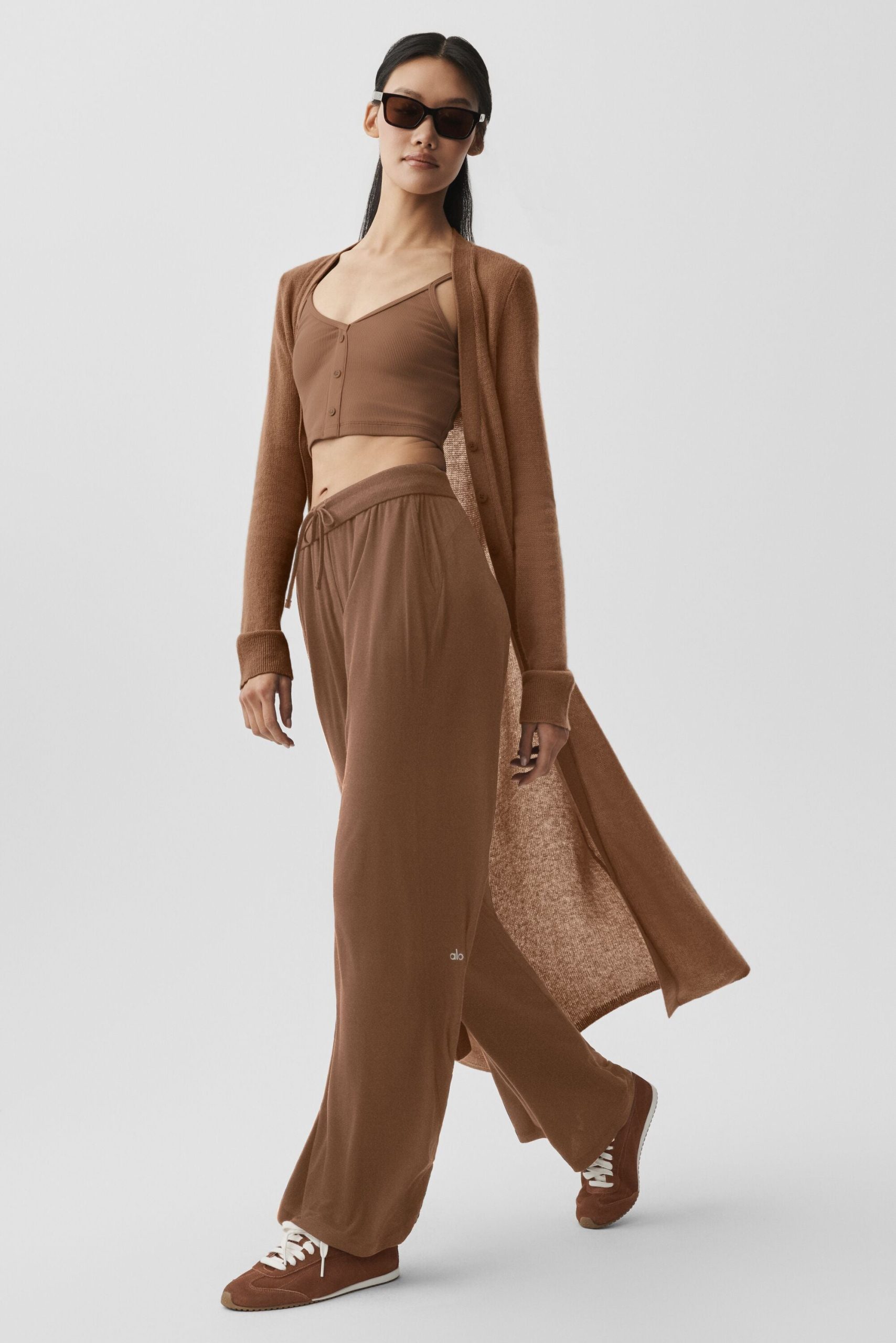 Sheer Cashmere Long Cardigan - Sun Kissed Brown - Image 6