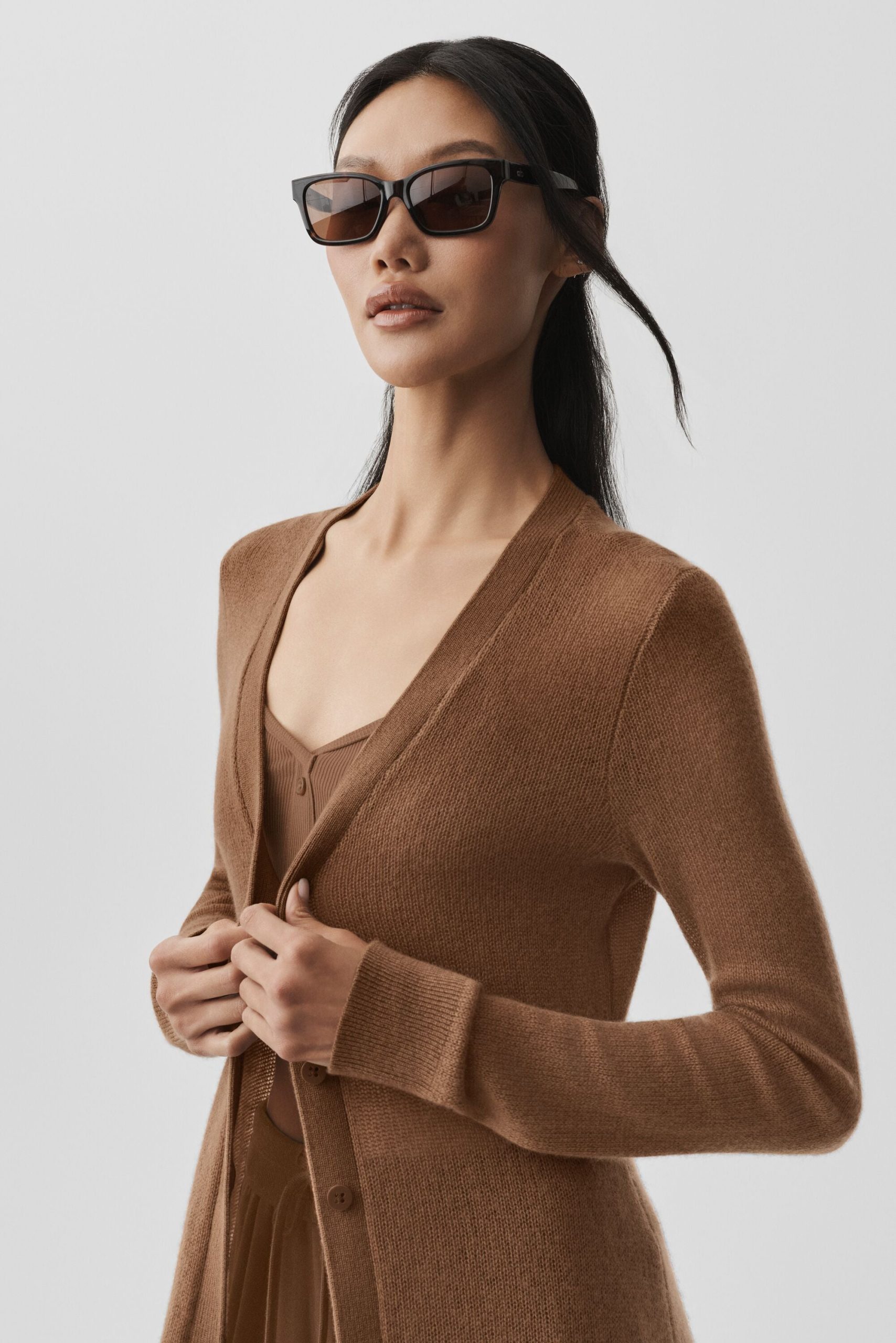 Sheer Cashmere Long Cardigan - Sun Kissed Brown - Image 4