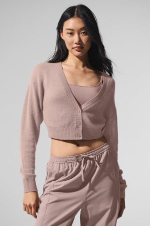 Sheer Cashmere Cropped Cardigan - Taupe