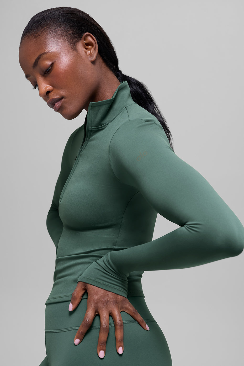 ALO Softsculpt Precision 1/4 Zip Long Sleeve - Clover Green - Image 3