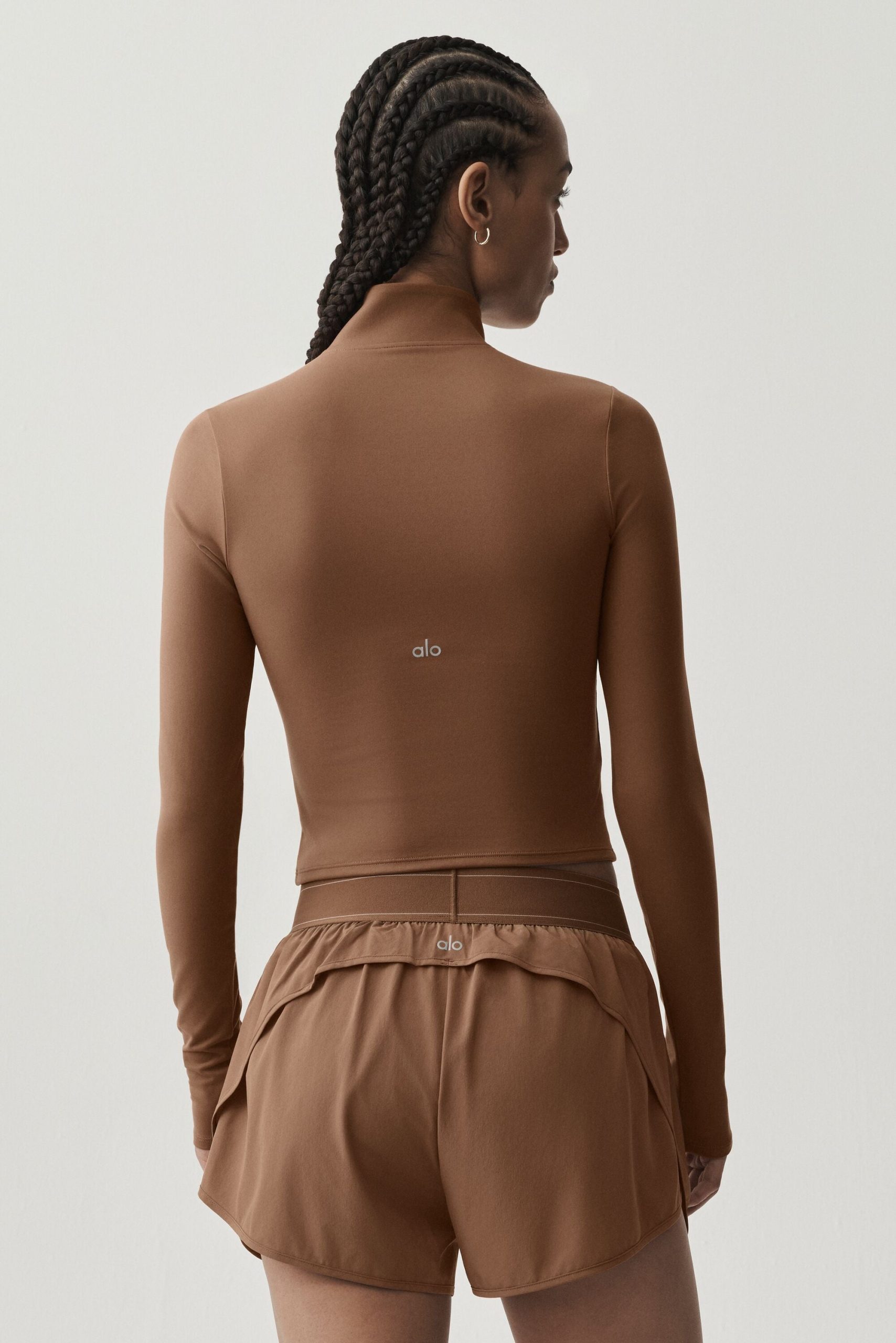 ALO Softsculpt Precision 1/4 Zip Long Sleeve - Sun Kissed Brown - Image 4