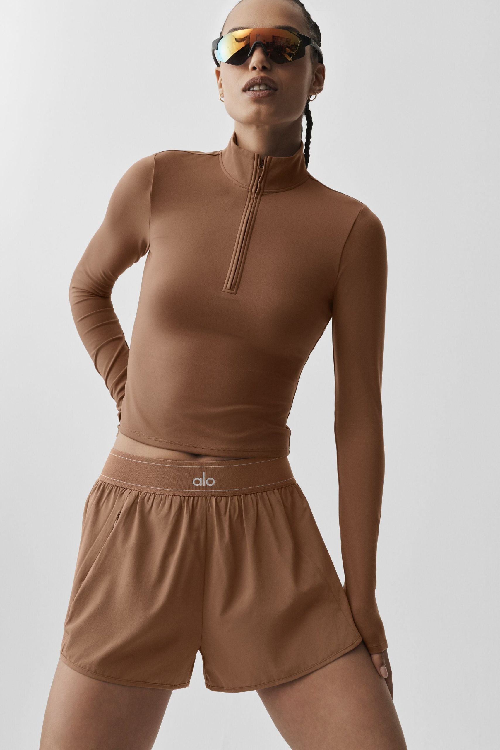 ALO Softsculpt Precision 1/4 Zip Long Sleeve - Sun Kissed Brown - Image 2