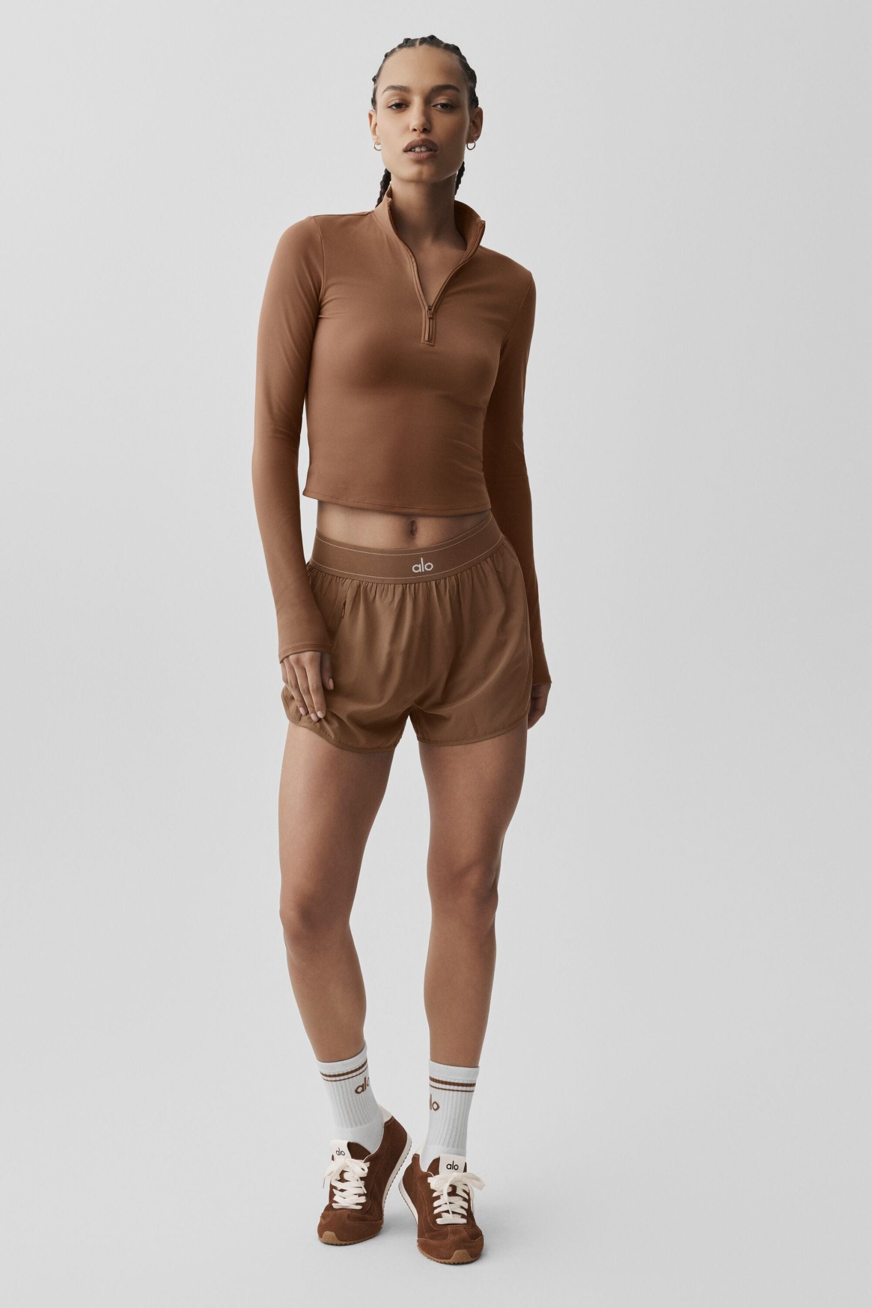 ALO Softsculpt Precision 1/4 Zip Long Sleeve - Sun Kissed Brown - Image 6