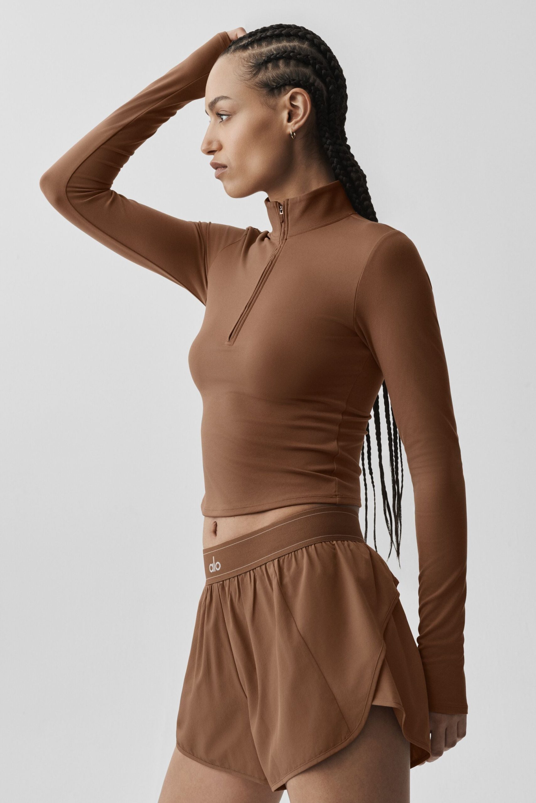 ALO Softsculpt Precision 1/4 Zip Long Sleeve - Sun Kissed Brown - Image 3