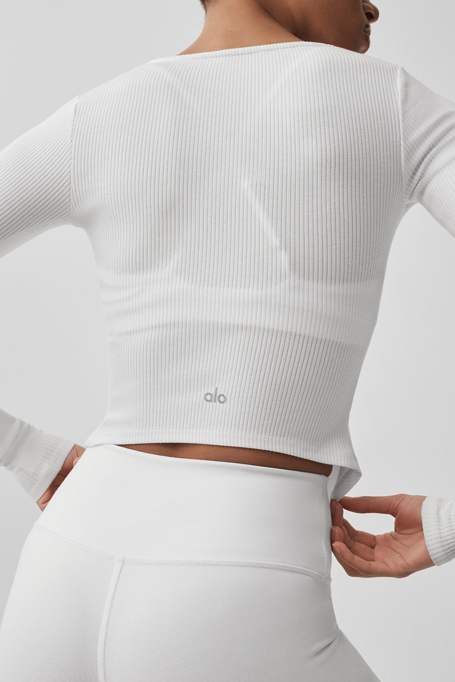 Ribbed Stardust Long Sleeve - White - Image 2