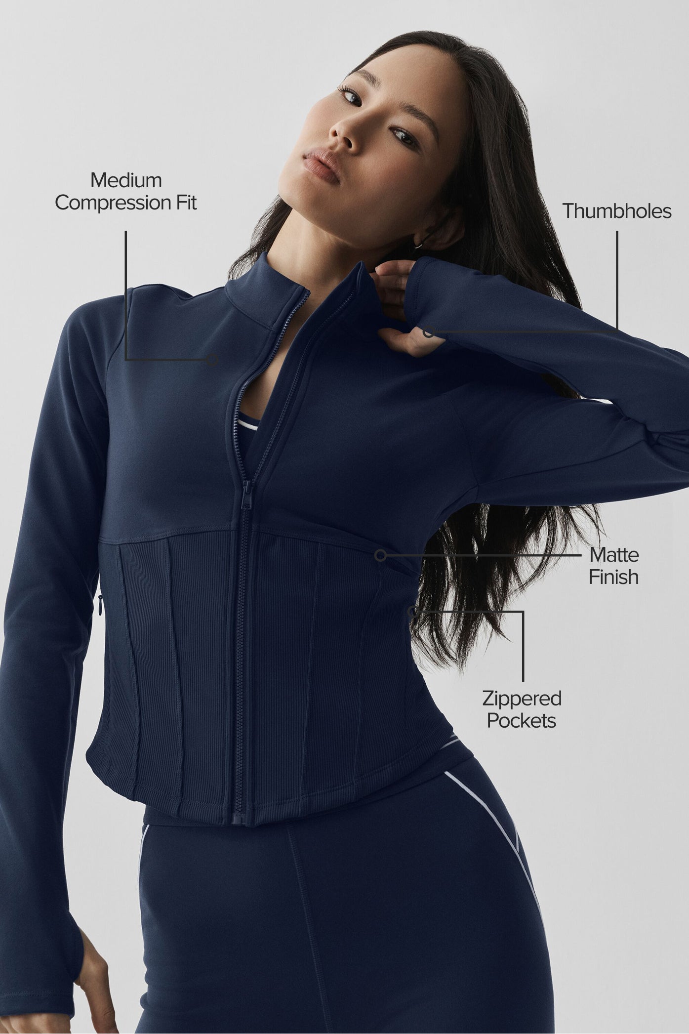 Airbrush Corset Full Zip Jacket - Navy - Image 2