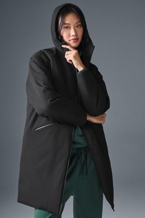Rain Or Shine Puffer Long Coat - Black