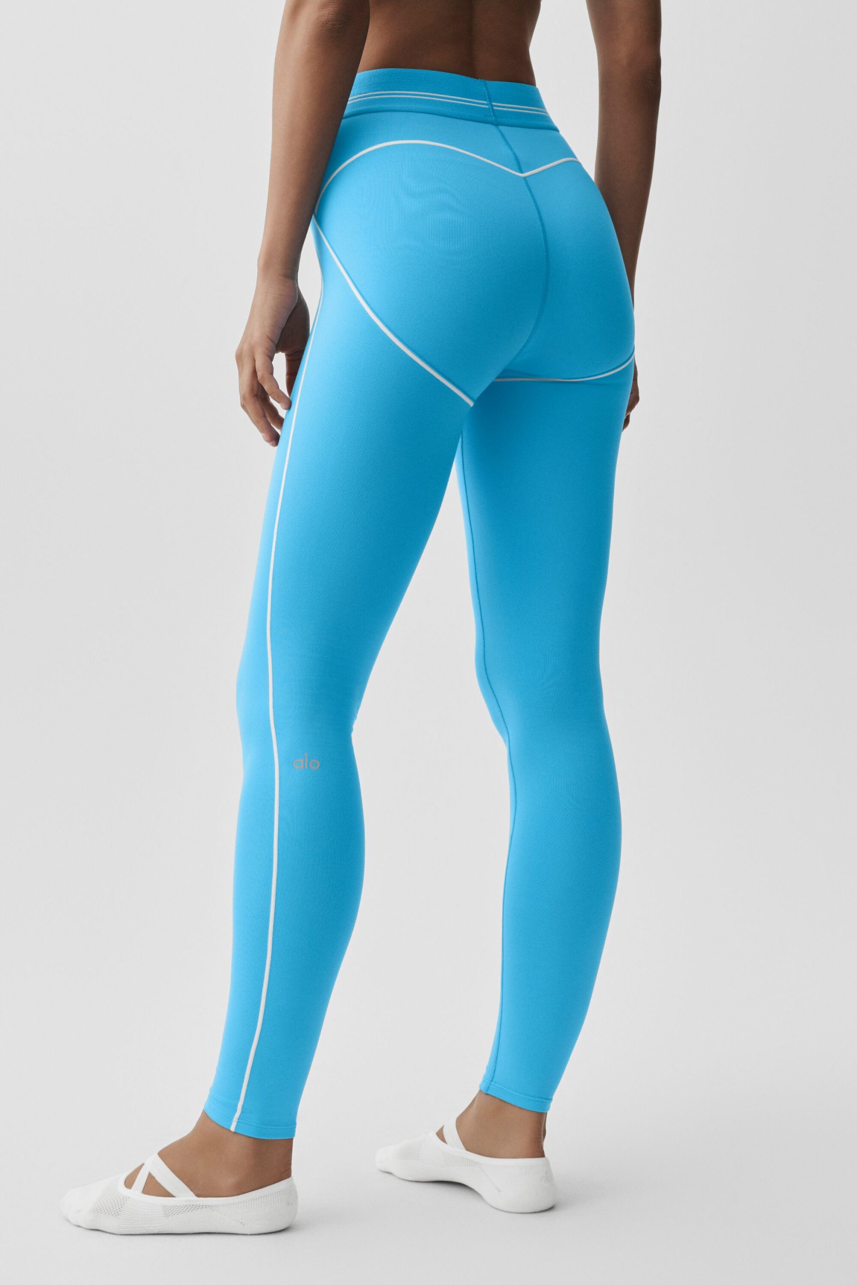 Airbrush High-Waist Heart Throb Legging - Azure Blue/White - Image 4