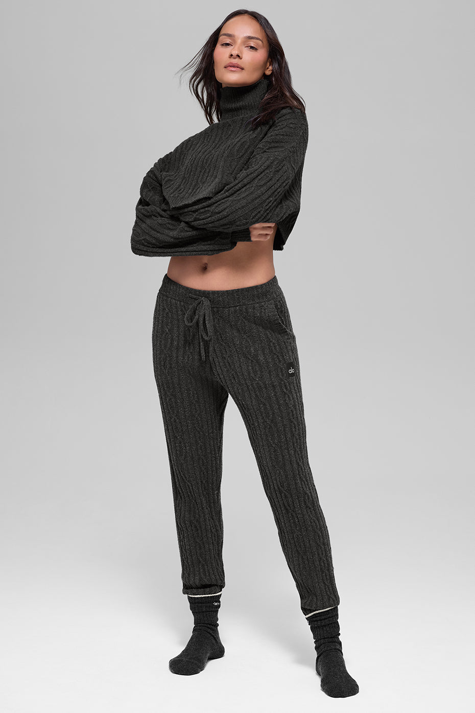 Cable Knit Winter Bliss Pant - Dark Heather Grey - Image 2